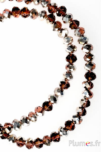 Perles en verre facetté - Ø 6 mm, trou 1 mm - brun cuivre